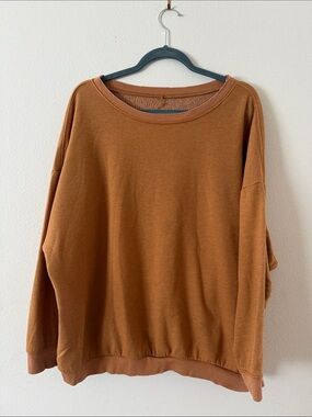Free People Oversized Scoop Neck Sweater in Rust
